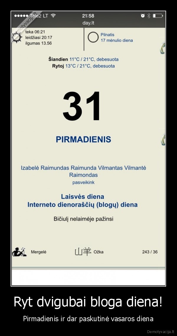 Ryt dvigubai bloga diena!
