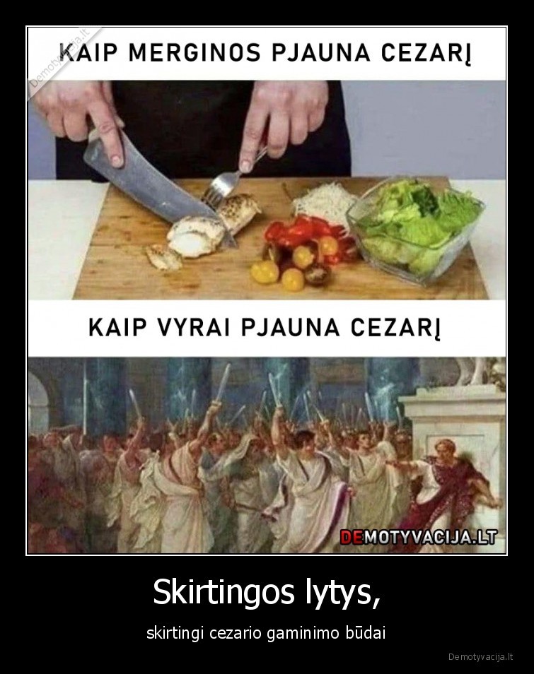 cezaris,salotos,vyrai,moterys