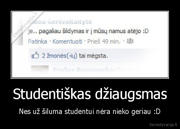 stundentai,dziaugiasi, siltais, radiatoriais