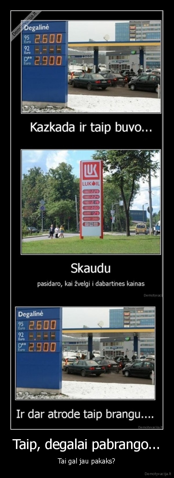 Taip, degalai pabrango...