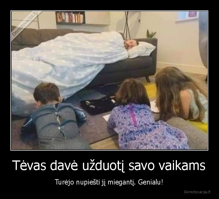 tevas,miega,vaikai,piesia