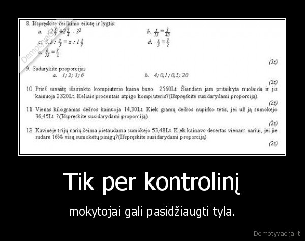 Tik per kontrolinį