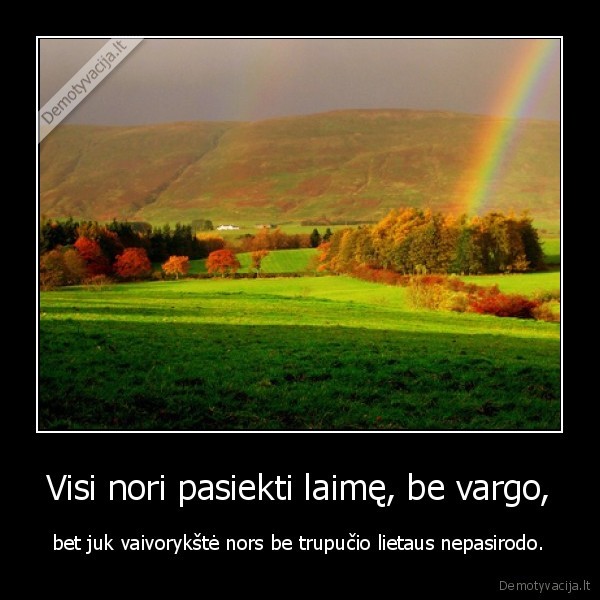 Visi nori pasiekti laimę, be vargo,
