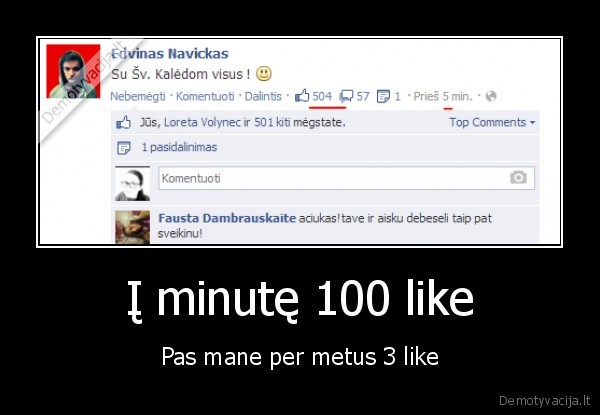 Į minutę 100 like