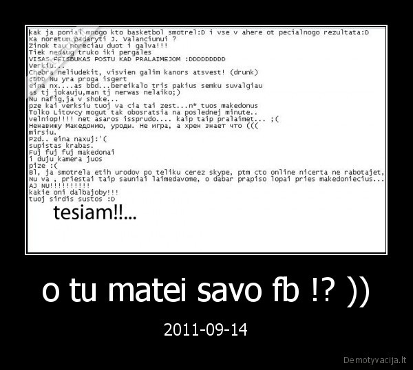 sportas, 2011, 09, 14, lietuva, facebook, pralaimejom, makedonija, pize, pize, krabui