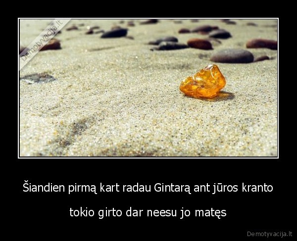 Šiandien pirmą kart radau Gintarą ant jūros kranto