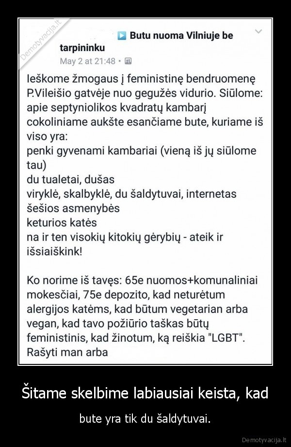 feminizmas,butas,saldytuvas,skelbimas,eikit, nx