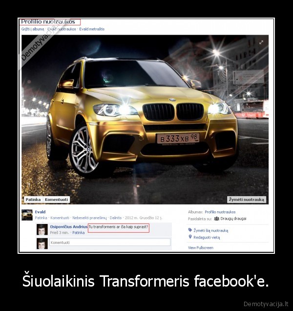 Šiuolaikinis Transformeris facebook'e.
