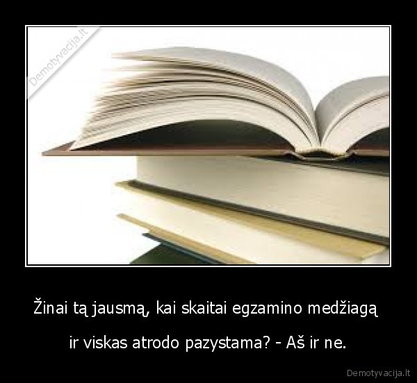 Žinai tą jausmą, kai skaitai egzamino medžiagą 