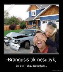 -Brangusis tik nesupyk, - dėl šito. - aha, nesupyksiu...