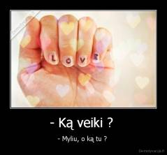 - Ką veiki ?  - - Myliu, o ką tu ? 