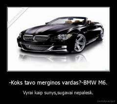 -Koks tavo merginos vardas?-BMW M6. - Vyrai kaip sunys,sugavai nepalesk.