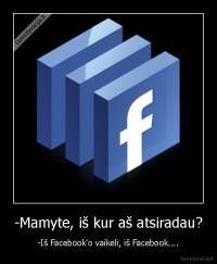 -Mamyte, iš kur aš atsiradau? - -Iš Facebook'o vaikeli, iš Facebook....
