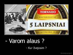 - Varom alaus ?              - - Kur žvejosim ?