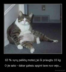 65 % vyrų paliktų moterį jei ši priaugtu 10 kg - O jie sako - dabar galesiu apgint tave nuo vejo...
