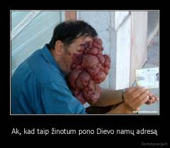 Ak, kad taip žinotum pono Dievo namų adresą - 