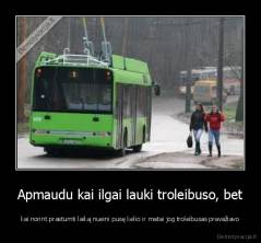 Apmaudu kai ilgai lauki troleibuso, bet - kai norint prastumti laiką nueini pusę kelio ir matai jog troleibusas pravažiavo