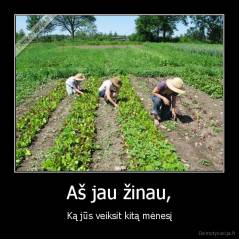 Aš jau žinau, - Ką jūs veiksit kitą mėnesį