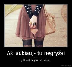 Aš laukiau,- tu negryžai - ,-O dabar jau per vėlu..