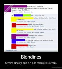 Blondines - Stebina zmonija nuo 4.7 mlrd metu pries Kristu..