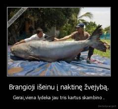 Brangioji išeinu į naktinę žvejybą. - Gerai,viena lydeka jau tris kartus skambino .
