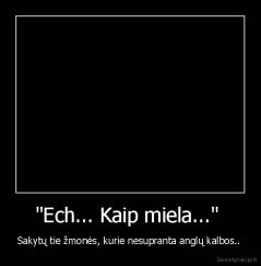 "Ech... Kaip miela..."  - Sakytų tie žmonės, kurie nesupranta anglų kalbos.. 
