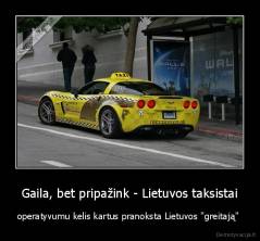Gaila, bet pripažink - Lietuvos taksistai - operatyvumu kelis kartus pranoksta Lietuvos "greitają" 