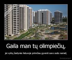 Gaila man tų olimpiečių, - jei vyktų žaidynės lietuvoje priimčiau gyventi savo sodo namelį