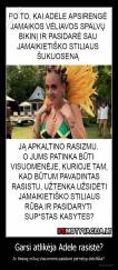 Garsi atlikėja Adele rasistė? - Ar tiesiog mūsų visuomenė pasidarė pernelyg debiliška?