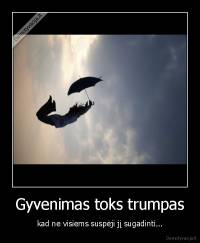 Gyvenimas toks trumpas - kad ne visiems suspėji jį sugadinti...