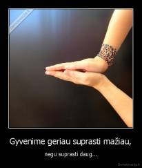 Gyvenime geriau suprasti mažiau, - negu suprasti daug...