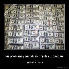 Jei problemą negali išspręsti su pinigais - Tai mažai siūlai