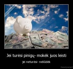 Jei turėsi pinigų- mokėk juos leisti - jei neturėsi- neliūdėk