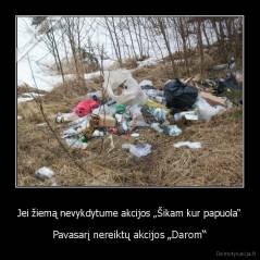 Jei žiemą nevykdytume akcijos „Šikam kur papuola“ - Pavasarį nereiktų akcijos „Darom“