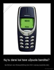Ką tu darai kai tave užpuola banditai?  - Ogi išsitrauki savo išmanujį telefoną nokia 3310 ir įsijungi programėlę snake