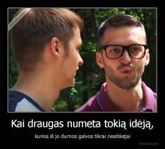 Kai draugas numeta tokią idėją, - kurios iš jo durnos galvos tikrai nesitikėjai