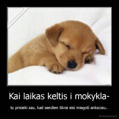 Kai laikas keltis i mokykla- - tu prisieki sau, kad sendien tikrai eisi miegoti anksciau..