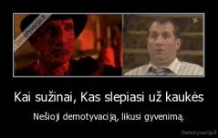 Kai sužinai, Kas slepiasi už kaukės - Nešioji demotyvaciją, likusi gyvenimą.