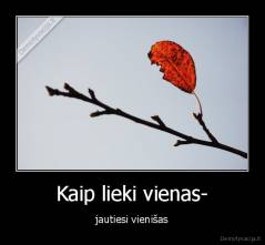 Kaip lieki vienas- - jautiesi vienišas