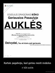 Kartais pagalvoju, kad geriau mesti mokslus - ir būti aukle