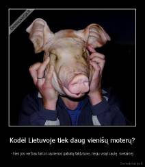 Kodėl Lietuvoje tiek daug vienišų moterų? - - Nes jos verčiau laiko kiaulienos gabalą šaldytuve, negu visą kiaulę  svetainėj