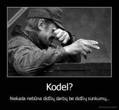 Kodel? - Niekada nebūna didžių darbų be didžių sunkumų..