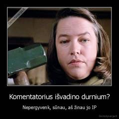 Komentatorius išvadino durnium? - Nepergyvenk, sūnau, aš žinau jo IP