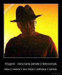 Kriugeris - viena karta pamate ji televizoriuje, - veliau ji matome ir savo lovoje ir veidrodyje ir spintoje.