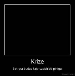 Krize - Bet yra budas kaip uzsidirbti pinigu.