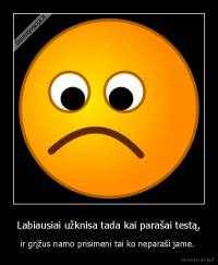 Labiausiai užknisa tada kai parašai testą, - ir grįžus namo prisimeni tai ko neparaši jame. 