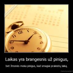 Laikas yra brangesnis už pinigus, - bet žmonės moka pinigus, kad smagiai praleistų laiką.