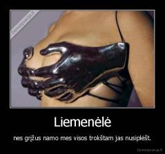 Liemenėlė - nes grįžus namo mes visos trokštam jas nusiplėšt.