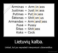 Lietuvių kalba. - Unikali, kol jos nepradedi interpretuoti užsienietiškai.