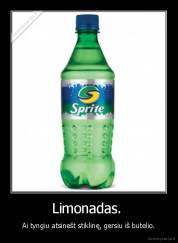 Limonadas.  - Ai tyngiu atsinešt stiklinę, gersiu iš butelio.